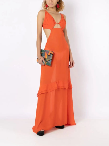 Cut-Out Semi-Sheer Maxi Dress
