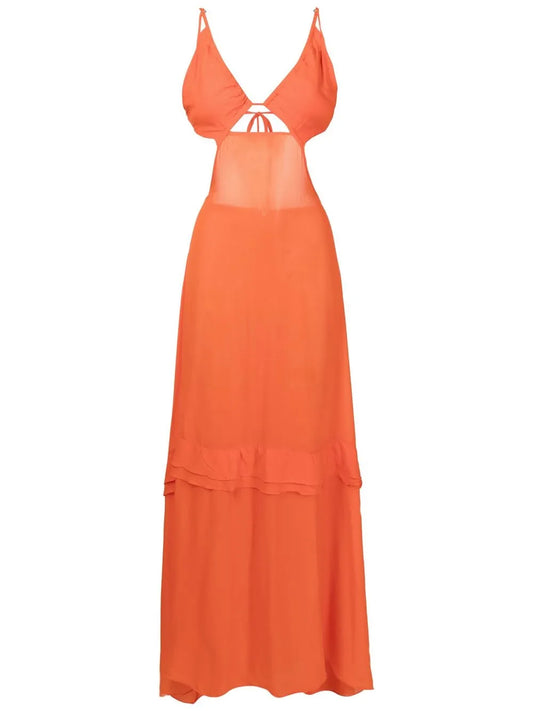 Cut-Out Semi-Sheer Maxi Dress