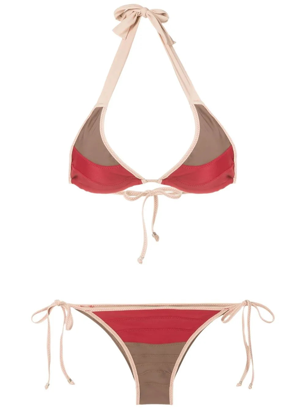 Colour-Block Tie-Side Bikini Set