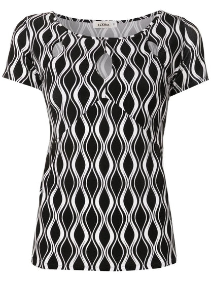 Cut-Out Wave-Print T-Shirt