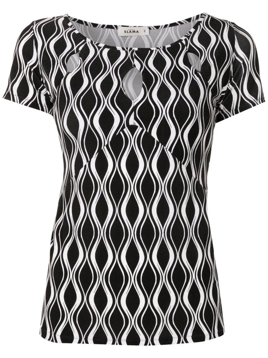 Cut-Out Wave-Print T-Shirt