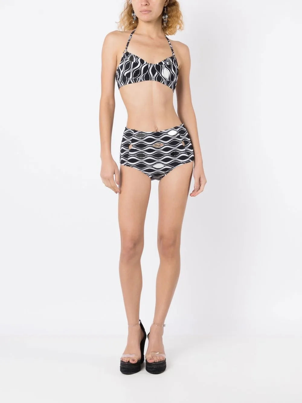 High-Waisted Hardware-Detail Bikini Set