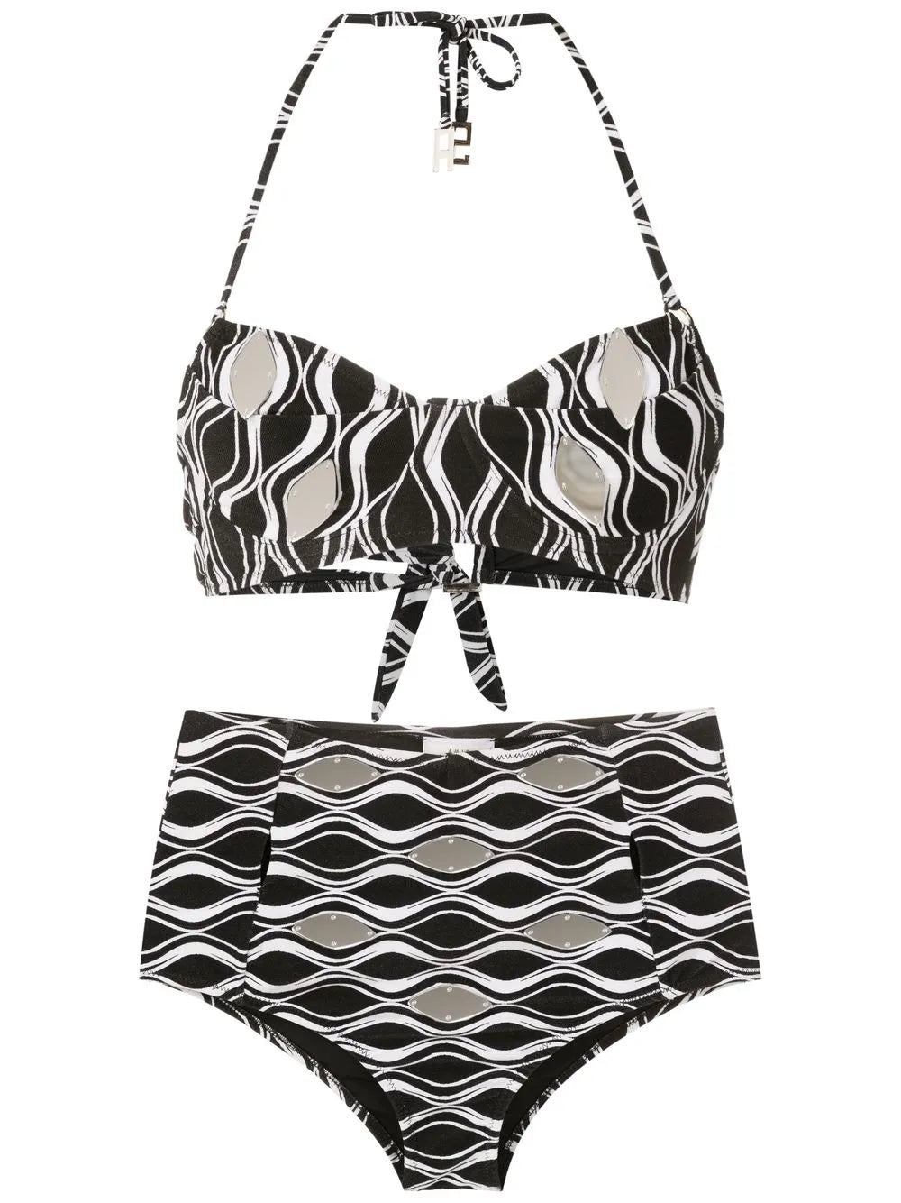High-Waisted Hardware-Detail Bikini Set