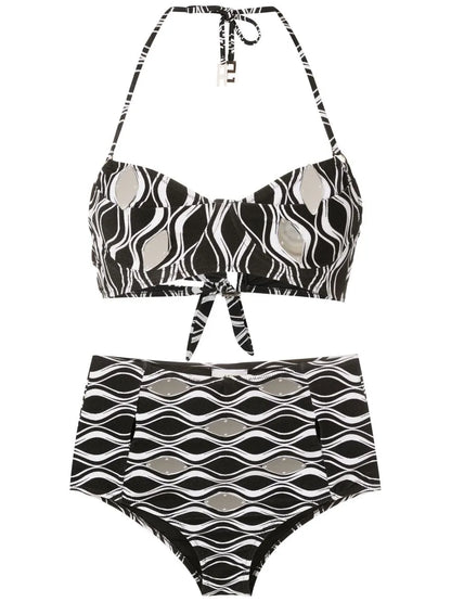 High-Waisted Hardware-Detail Bikini Set