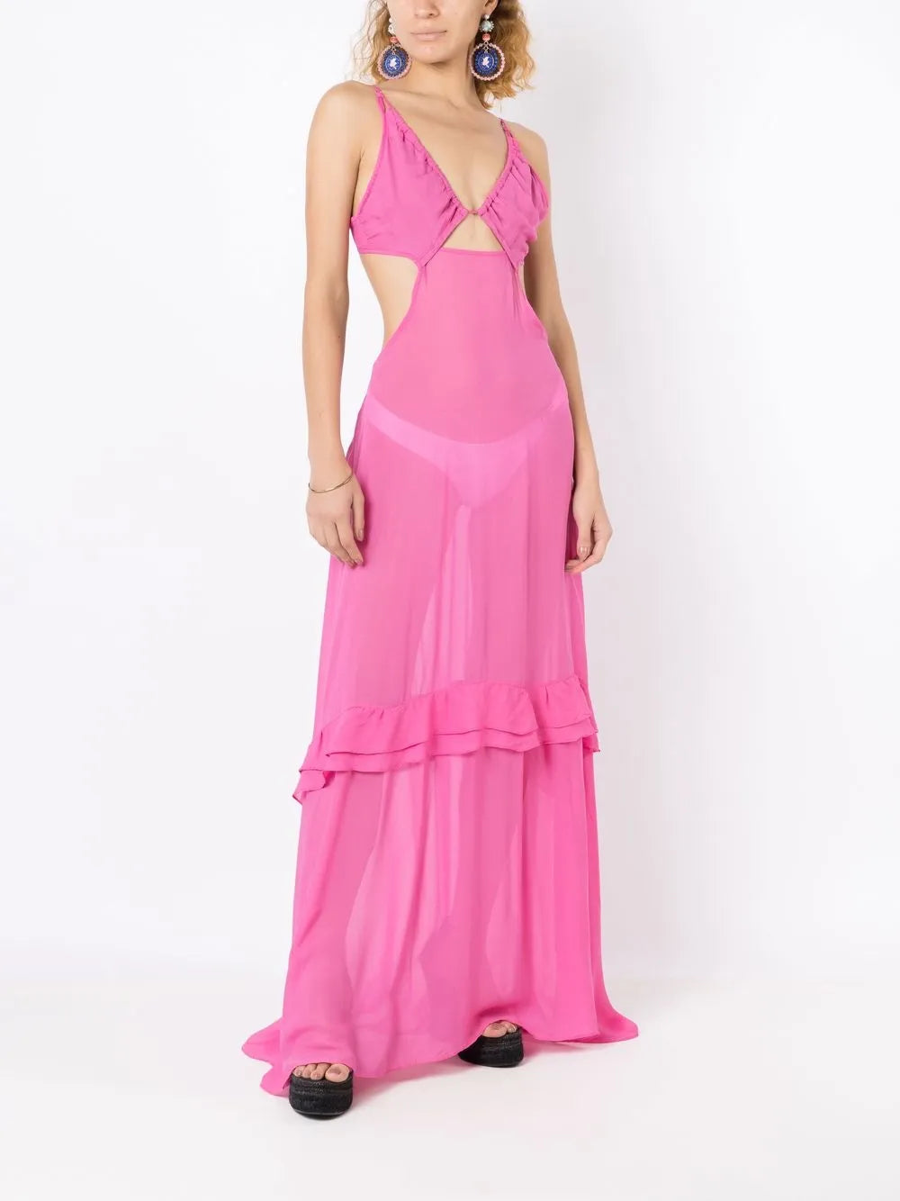 Cut-Out Semi-Sheer Maxi Dress