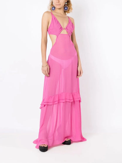 Cut-Out Semi-Sheer Maxi Dress