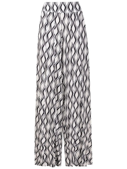 Wave-Print Palazzo Trousers