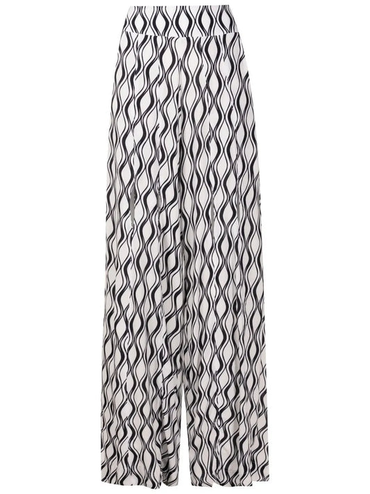 Wave-Print Palazzo Trousers