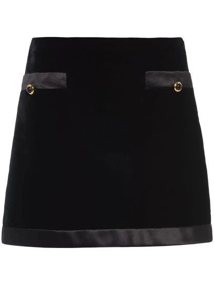 Velvet-Effect A-Line Miniskirt