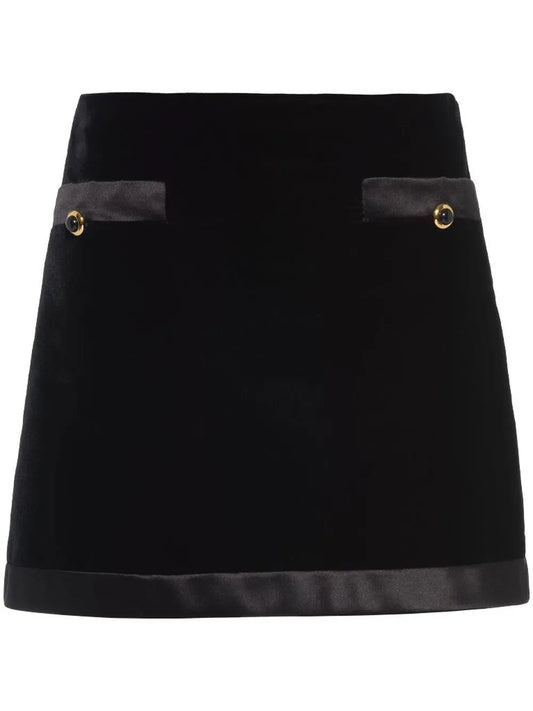 Velvet-Effect A-Line Miniskirt