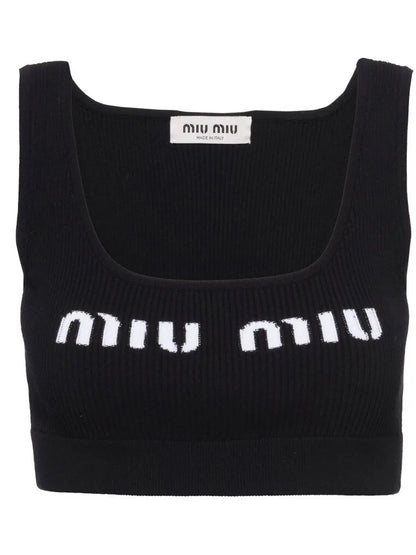 Cropped Logo-Knit Tank Top