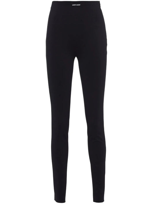 Logo-Patch Zipped Jersey Leggings