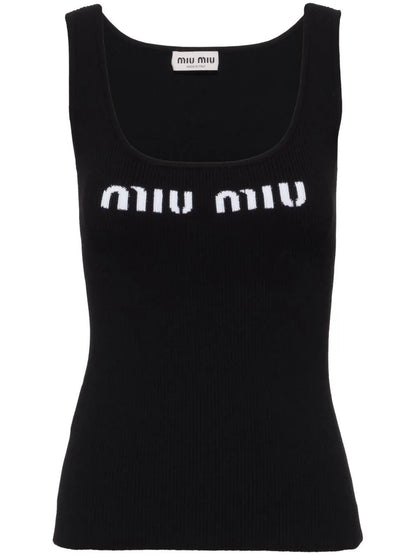 Logo-Knit Ribbed Tank Top