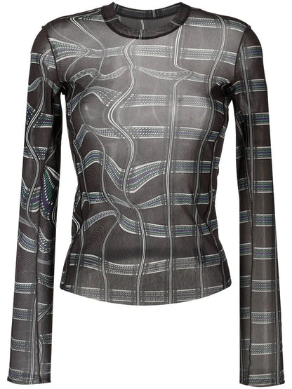 Abstract-Print Long-Sleeve Top