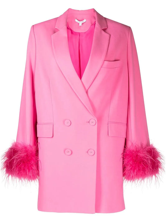 Feather-Trim Blazer Dress