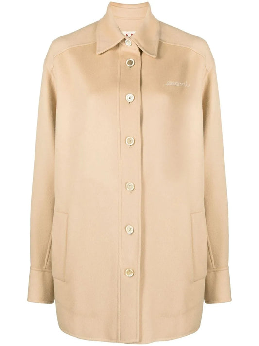 Logo-Embroidered Shirt Jacket