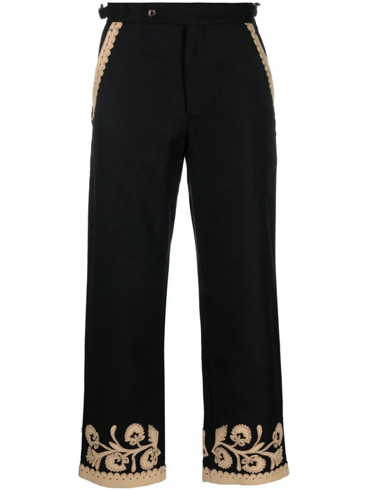 Embroidered-Hem Detail Trousers