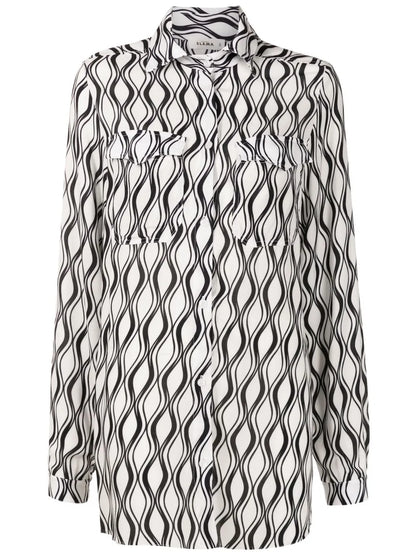 Long Wave-Print Shirt