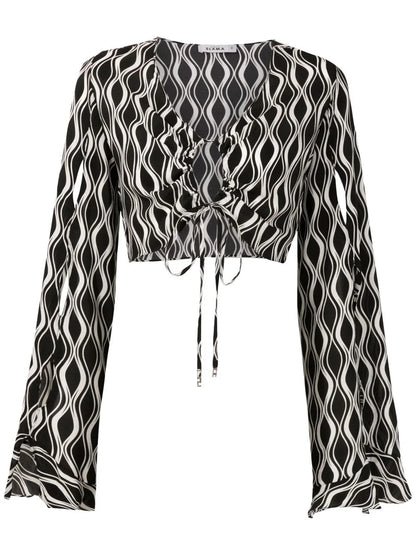 Cropped Bell-Sleeved Blouse