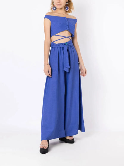 Paperbag-Waist Palazzo Trousers