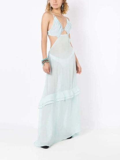 Cut-Out Semi-Sheer Maxi Dress