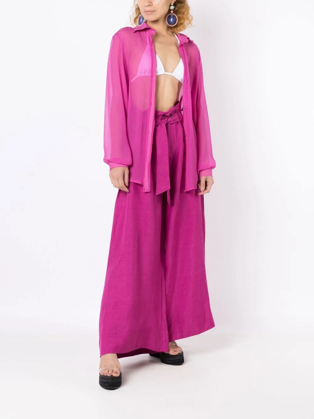 Paperbag-Waist Palazzo Trousers