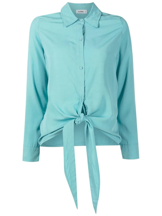 Long-Sleeved Tie-Front Shirt