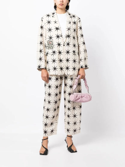 Printed Straight-Leg Trousers