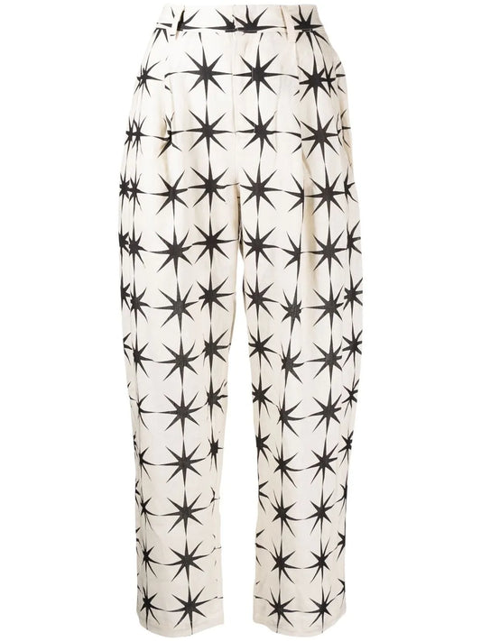 Printed Straight-Leg Trousers