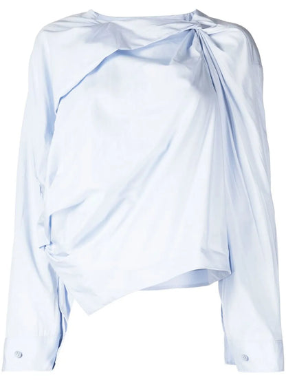 Asymmetrical Draped Long-Sleeve Shirt