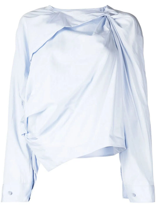 Asymmetrical Draped Long-Sleeve Shirt