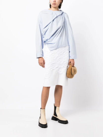 Asymmetrical Draped Long-Sleeve Shirt