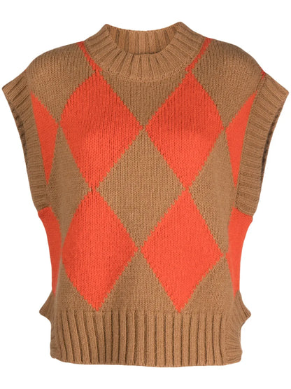 Argyle-Print Knitted Vest