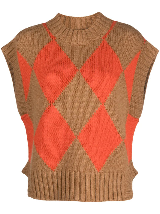Argyle-Print Knitted Vest