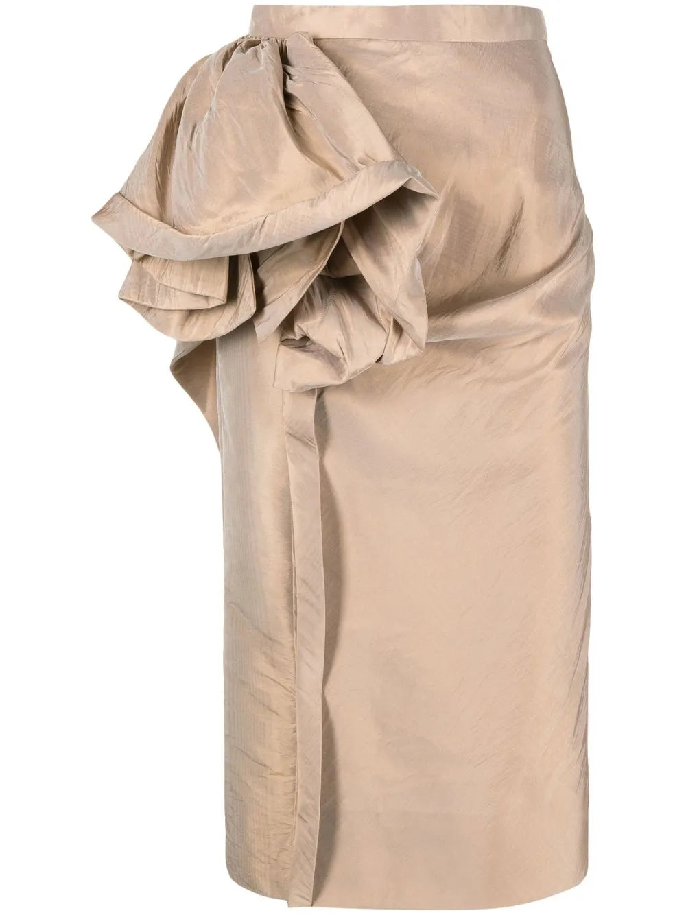 Moiré-Effect Ruffled Midi Skirt