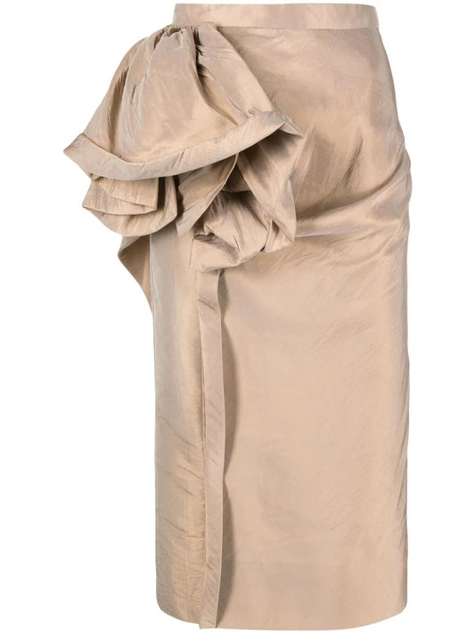 Moiré-Effect Ruffled Midi Skirt