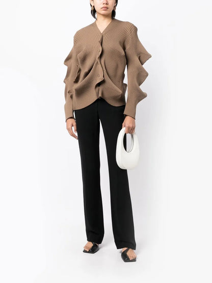 Wavy Detail Twist Cardigan