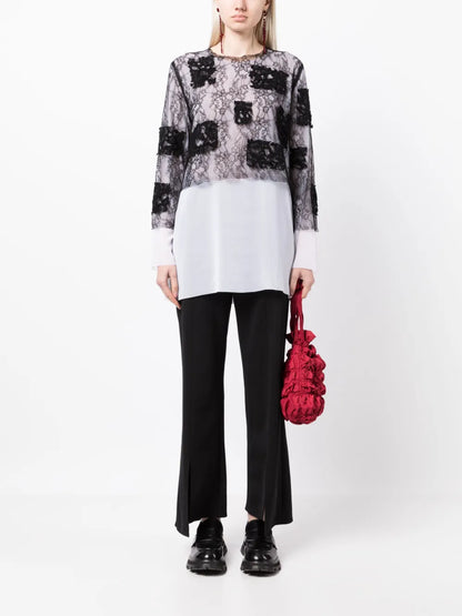 Layered Sheer-Lace Blouse