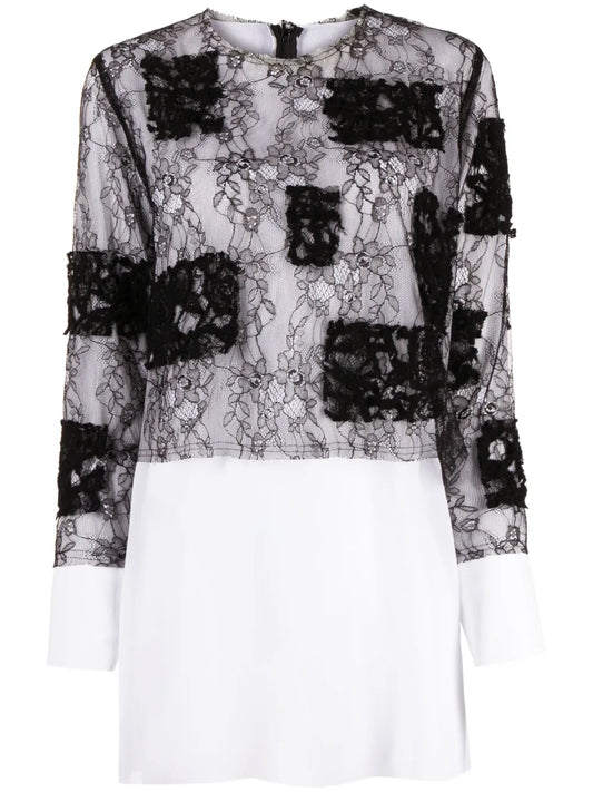 Layered Sheer-Lace Blouse