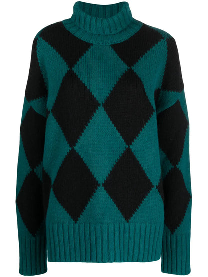 Argyle Roll-Neck Jumper