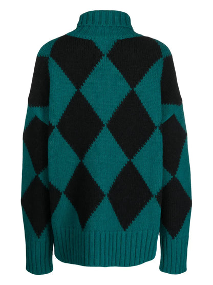 Argyle Roll-Neck Jumper