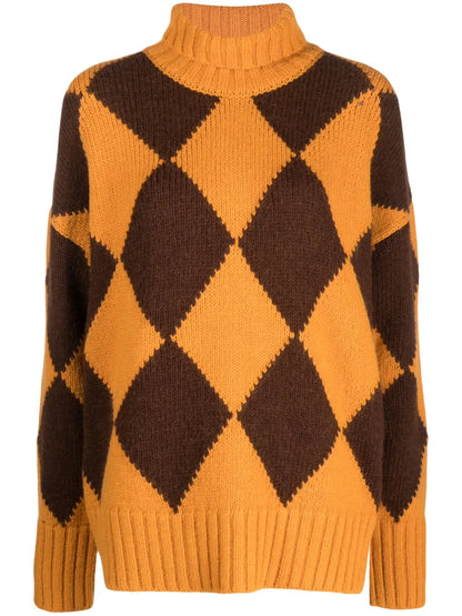 Argyle Roll-Neck Jumper