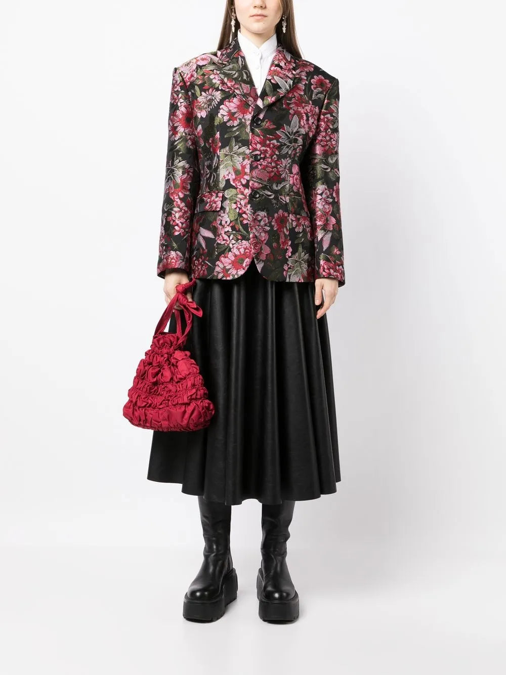 Single-Breasted Floral-Print Blazer