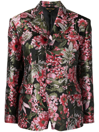 Single-Breasted Floral-Print Blazer