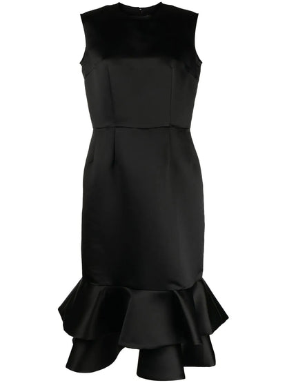 Peplum-Hem Sleeveless Midi Dress