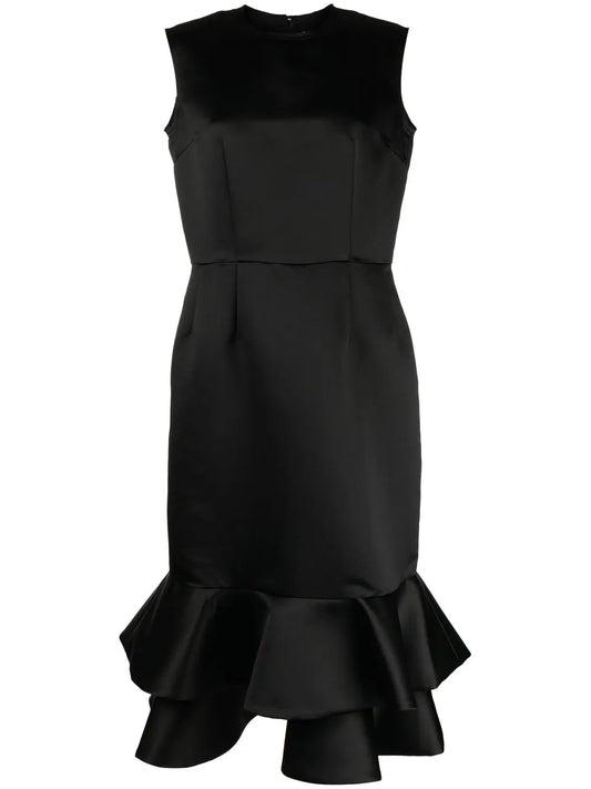 Peplum-Hem Sleeveless Midi Dress