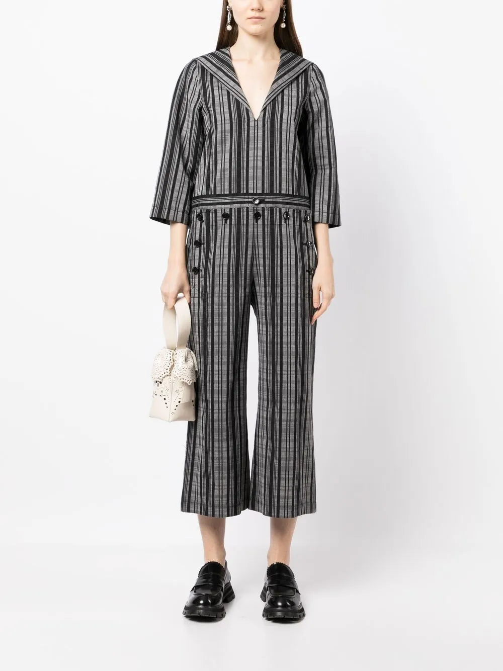 Striped Cropped Jumpsuit