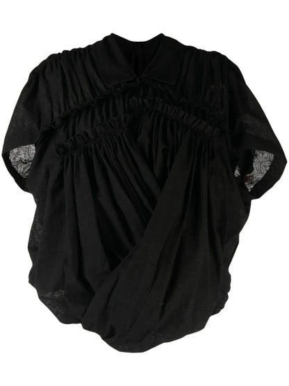 Asymmetric Draped Cotton Blouse
