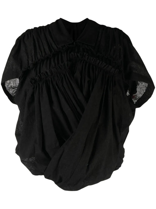 Asymmetric Draped Cotton Blouse