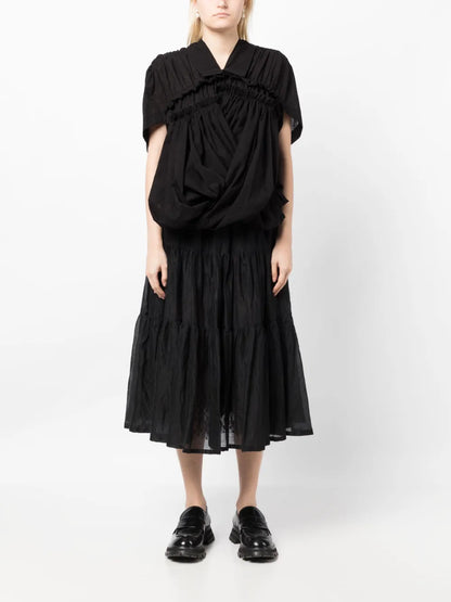 Asymmetric Draped Cotton Blouse